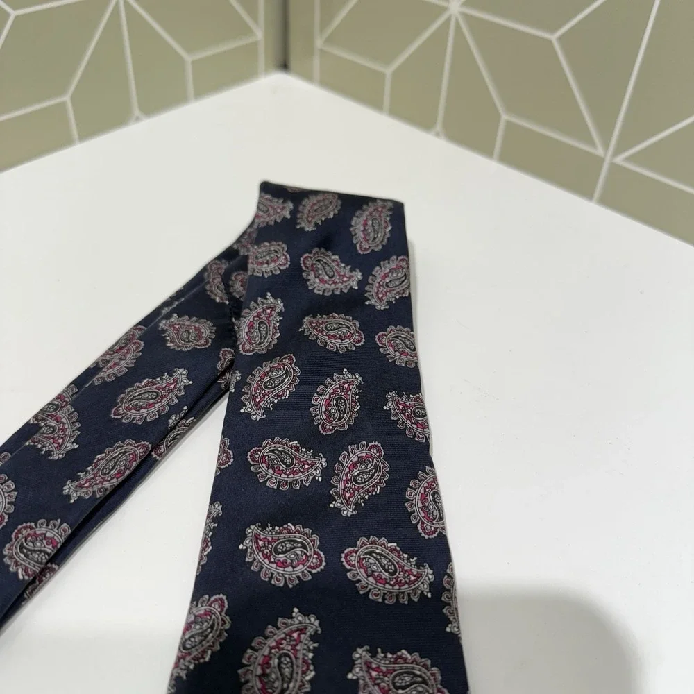 Christian Dior Monsieur Mens Necktie Tie Blue‎ Geometric Polyester
